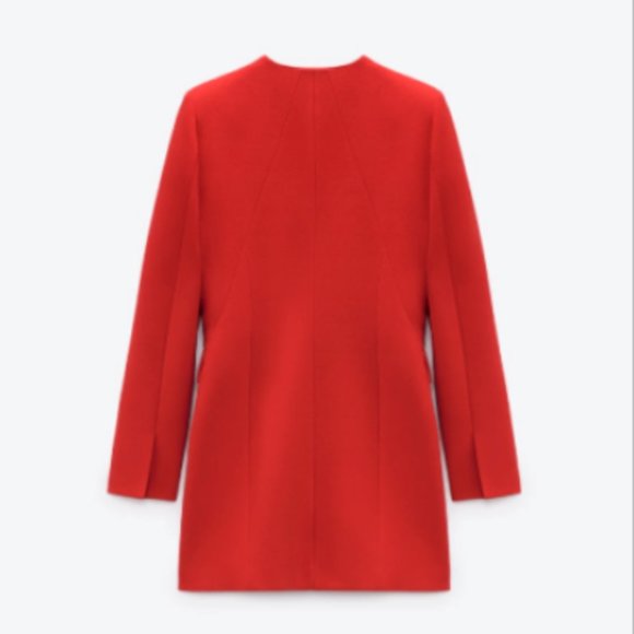 ZARA NEW WOMAN ASYMMETRIC DRAPED BLAZER DRESS RED XS S 2827/522 - Picture 7 of 8